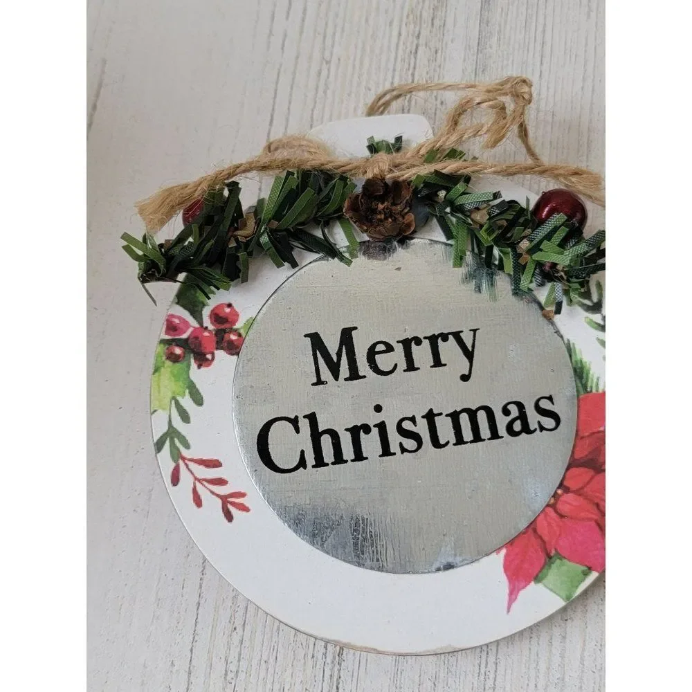 Merry Christmas white mistletoe‎ ornament Xmas Decor pine cone